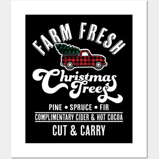 Farm Fresh Christmas Trees - Red Truck Buffalo Plaid Xmas Posters and Art